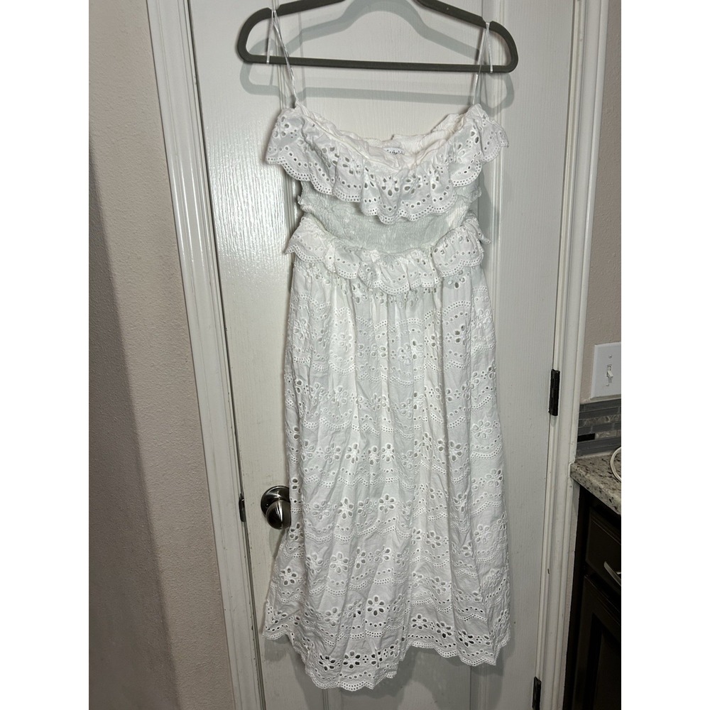 sofie the label dress White Eyelet Smocked Strapless Sz M Bridal Rush Sorority